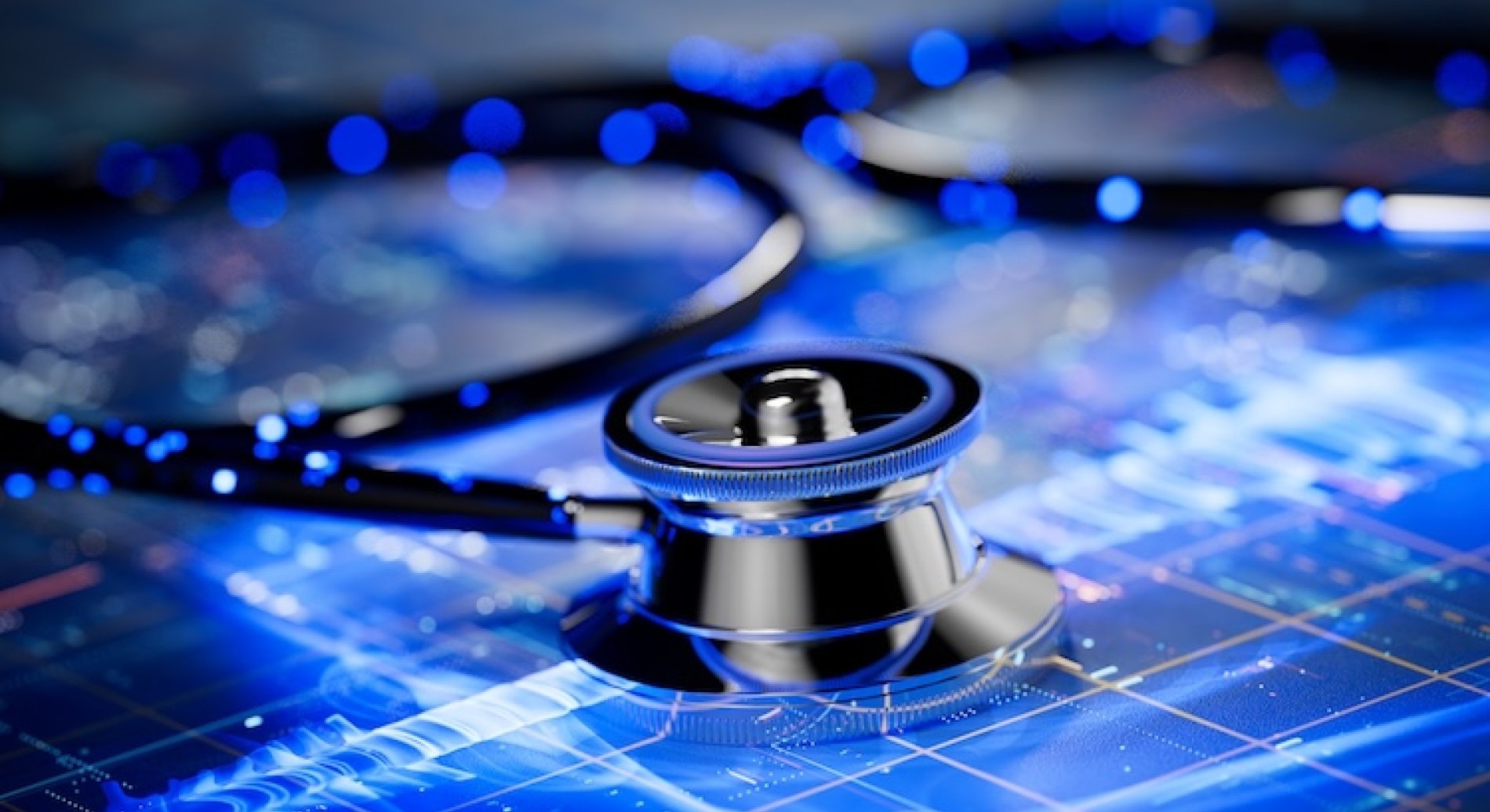 A stethoscope on a computer screen.