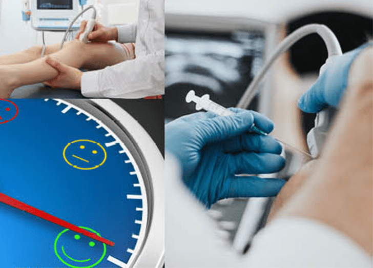 Series of images showing musculoskeletal ultrasound.
