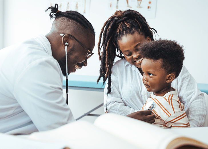 A doctor examining a patient.
