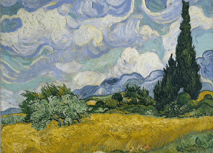Vincent Van Gogh, Wheat Field with Cypresses, 1889, oil on canvas, Metropolitan Museum of Art.