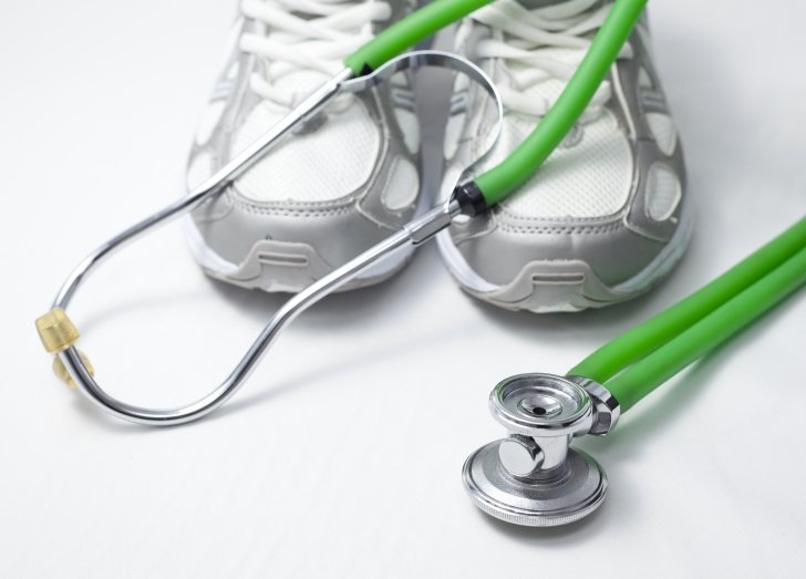 Sneakers and green stethoscope