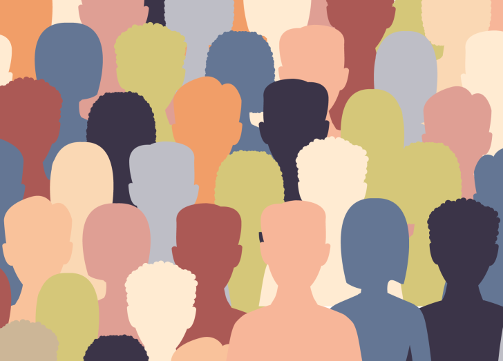 silhouette image of faces.