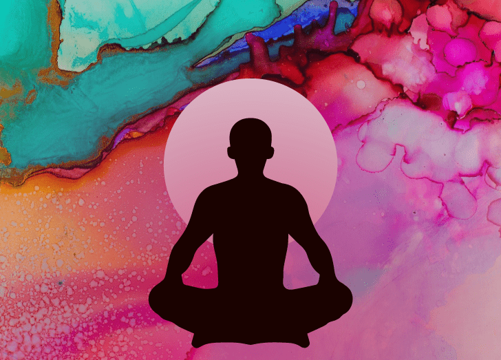 silhouette image of a person meditating.