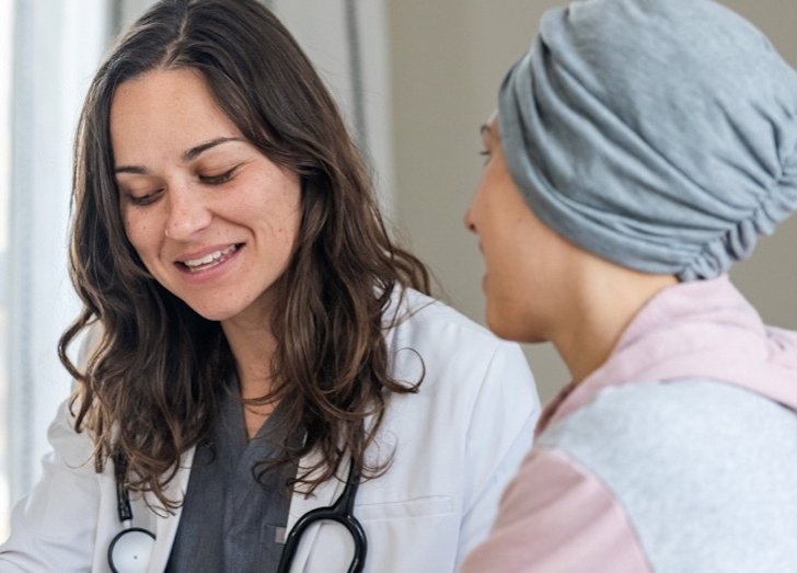 female doctor and physician talking.