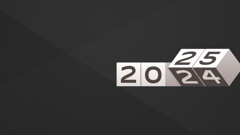 Blocks saying 2025 on a black background.