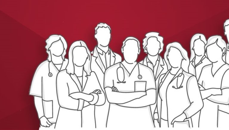 Illustration of a group of health care workers.