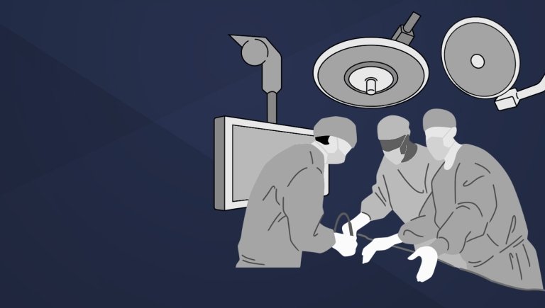 Illustration of surgeons in an operating room.