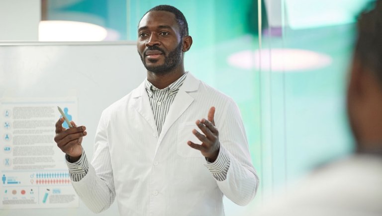 Doctor presenting.
