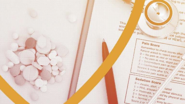 Stethoscope medication and forms piled on top of each other.