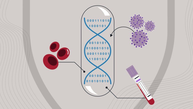 An image of biomarkers illustrated on a gray background. 