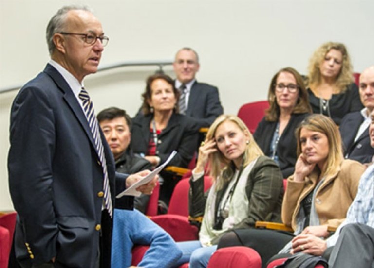 George Daley speaks to participants.