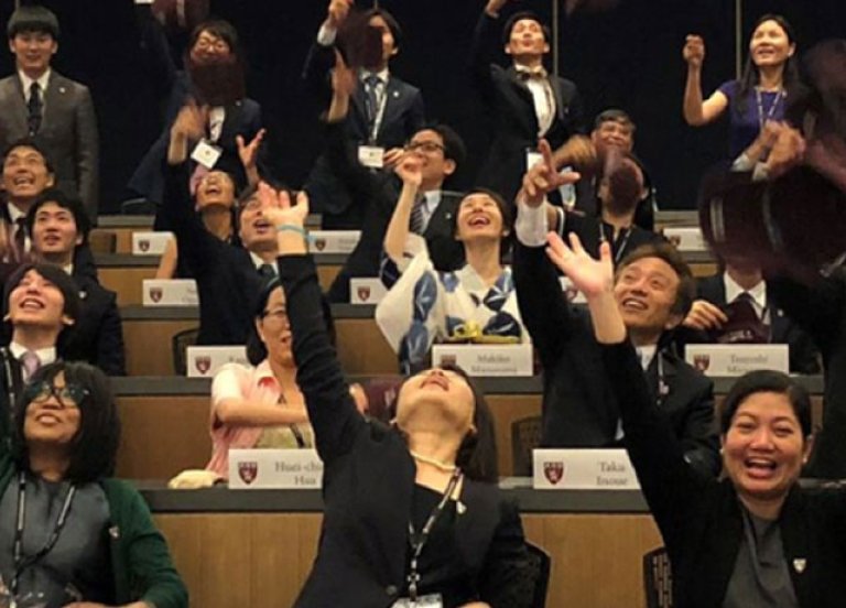 Participants cheering.
