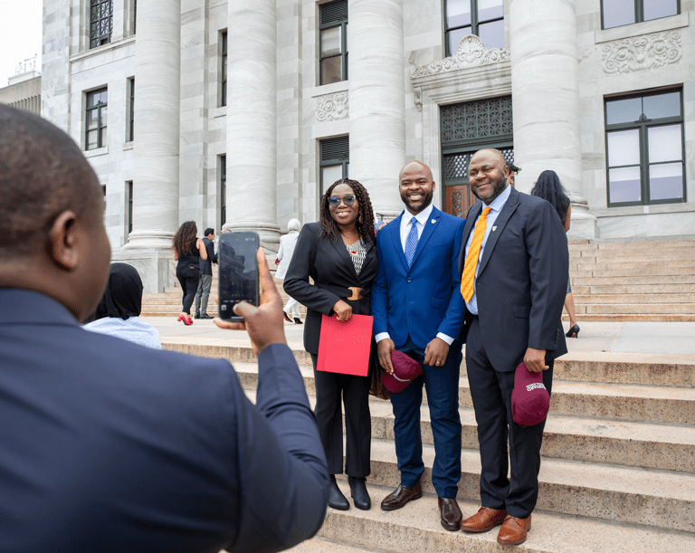 HMS Certificate Program Graduates on the steps of Gordon Hall. 
