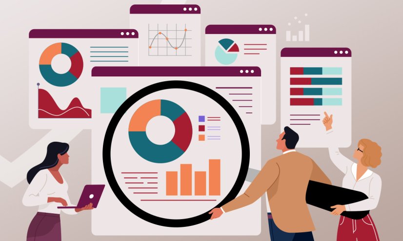 People looking at data samples.