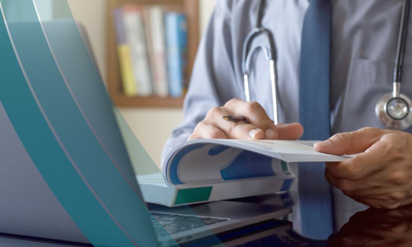 Health Professional Looking Through a Book