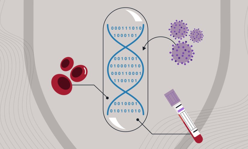 An image of biomarkers illustrated on a gray background. 