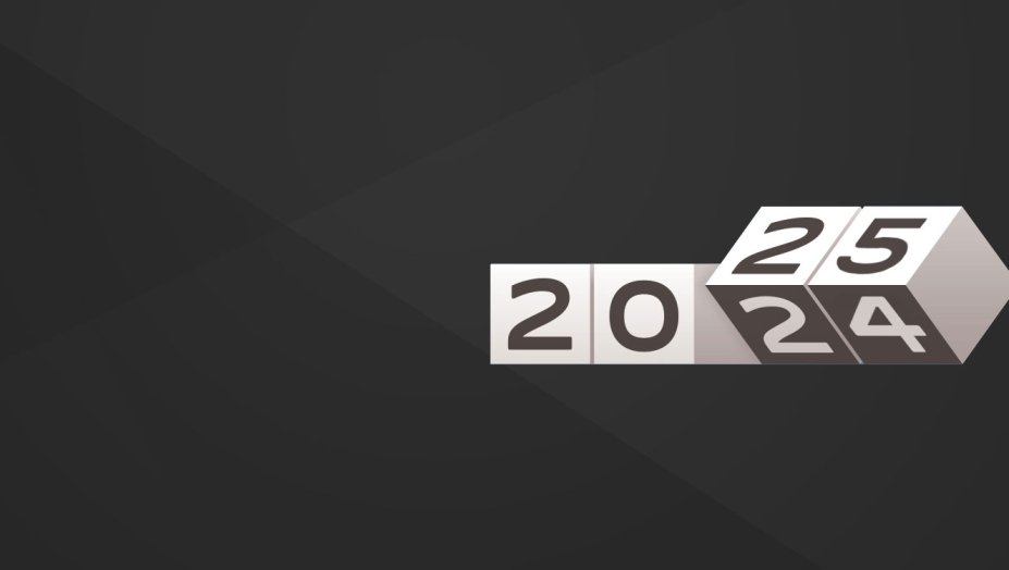 Blocks saying 2025 on a black background.