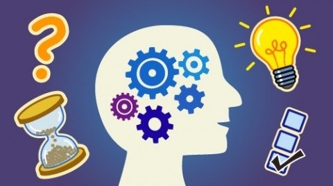 An illustration depicting a human brain engaged in the thinking process.