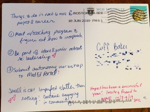 Postcard written by Baker.
