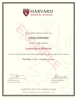 Leadership in Medicine: Asia Pacific example certificate.